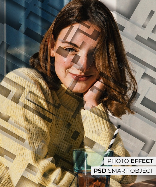 Bezpłatny plik PSD portret osoby z efektem geometrycznym
