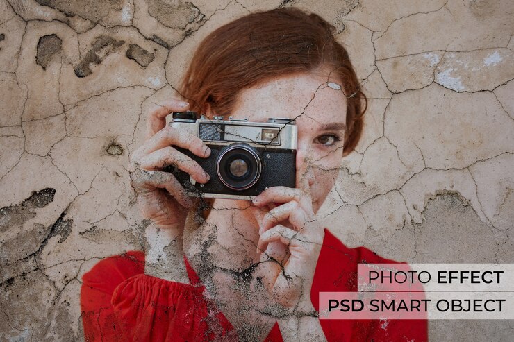 Bezpłatny plik PSD portret osoby z efektem pękniętej ściany