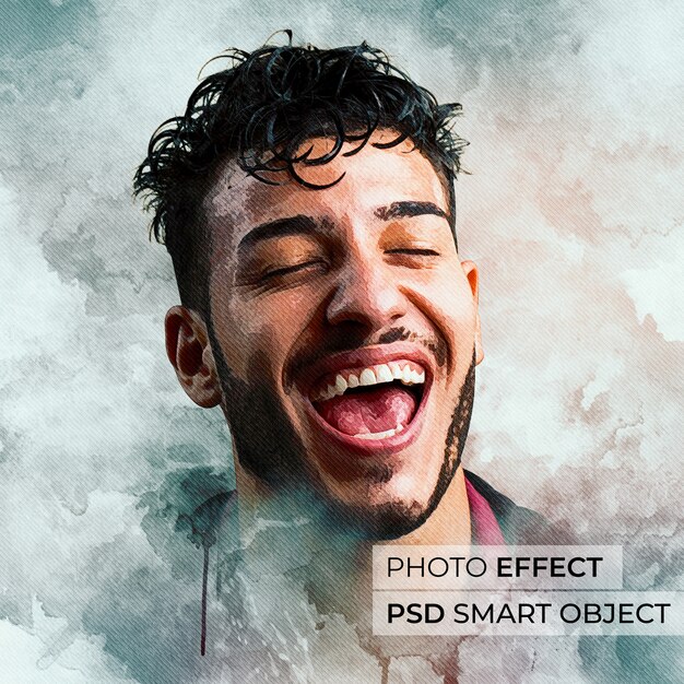 Portret osoby z makietą efektu akwareli