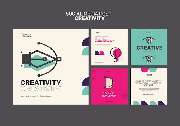 Bezpłatny plik PSD post koncepcja kreatywności w mediach społecznościowych