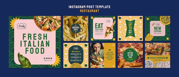 Bezpłatny plik PSD post na instagramie ze świeżym domowym jedzeniem