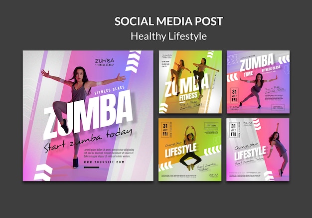Bezpłatny plik PSD post w mediach społecznościowych dotyczący zdrowego stylu życia