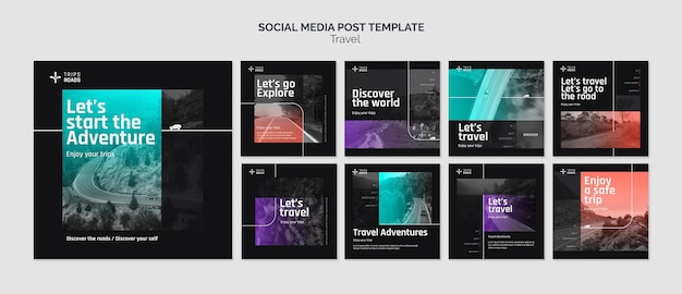 Bezpłatny plik PSD post w mediach społecznościowych o przygodach podróżniczych