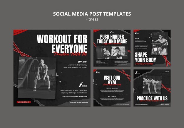 Post w mediach społecznościowych o treningu fitness