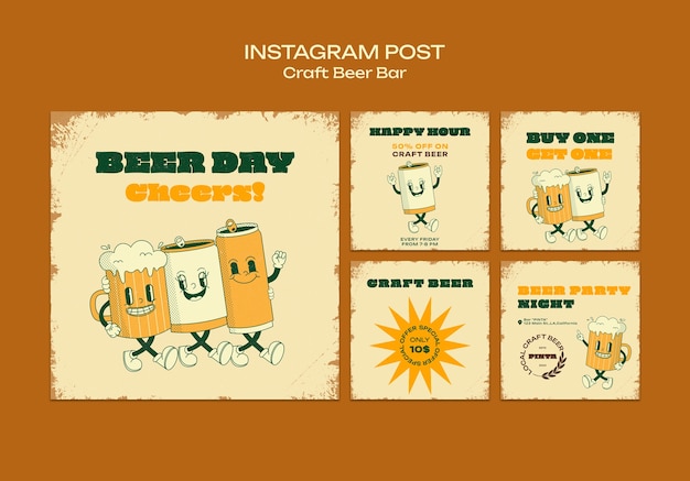 Bezpłatny plik PSD posti na instagramie z dnia piwa