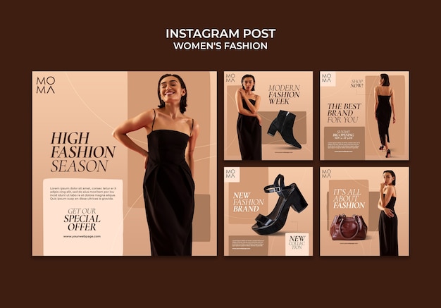 Bezpłatny plik PSD posty na instagramie dotyczące mody damskiej