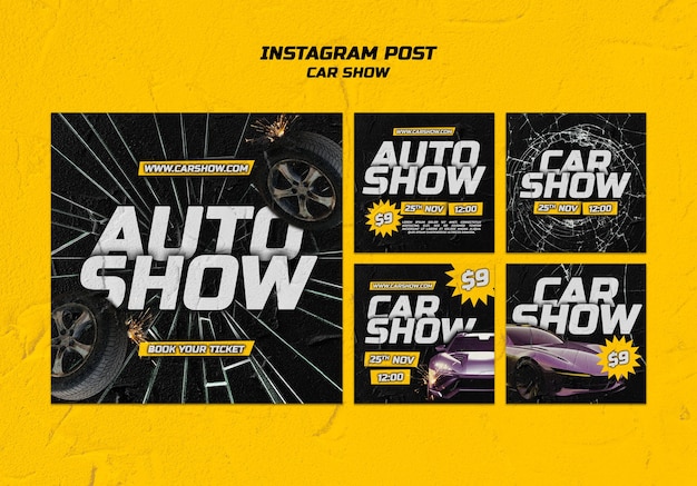 Bezpłatny plik PSD posty na instagramie dotyczące pokazów samochodów