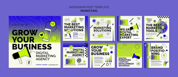Bezpłatny plik PSD posty na instagramie dotyczące strategii marketingowych