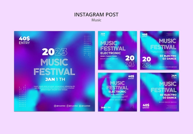 Bezpłatny plik PSD posty na instagramie festiwalu muzycznego