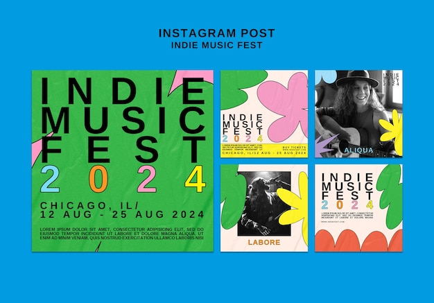 Bezpłatny plik PSD posty na instagramie festiwalu muzycznego