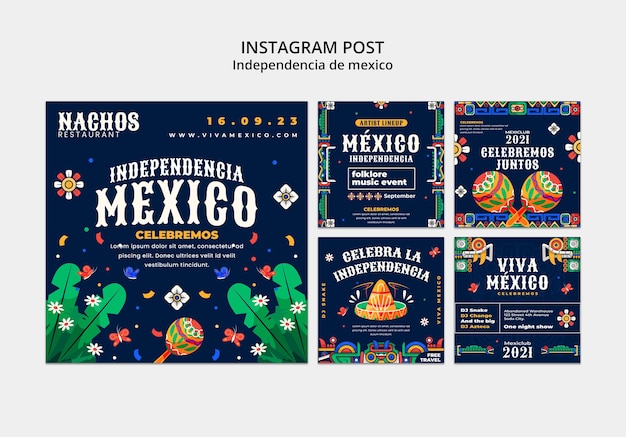 Bezpłatny plik PSD posty na instagramie independencia de méxico