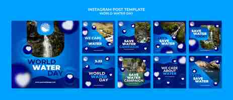 Bezpłatny plik PSD posty na instagramie na światowy dzień wody