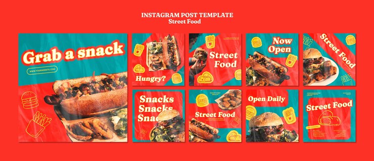 Bezpłatny plik PSD posty na instagramie z festiwalu street food