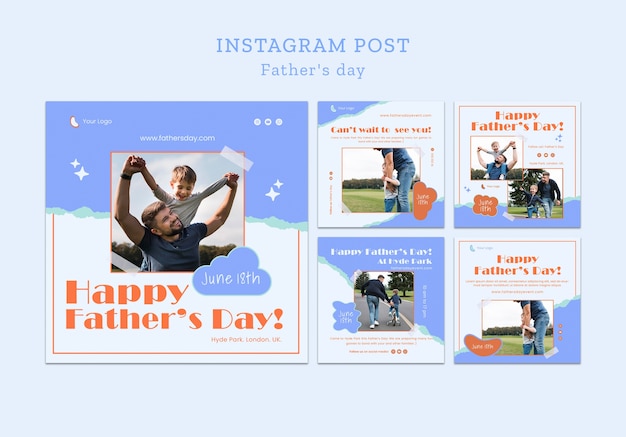 Bezpłatny plik PSD posty na instagramie z okazji dnia ojca