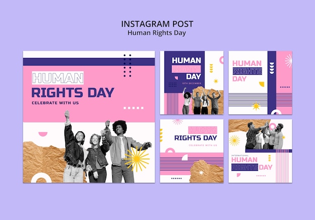 Bezpłatny plik PSD posty na instagramie z okazji dnia praw człowieka