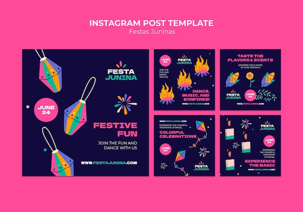 Bezpłatny plik PSD posty na instagramie z okazji festa junina