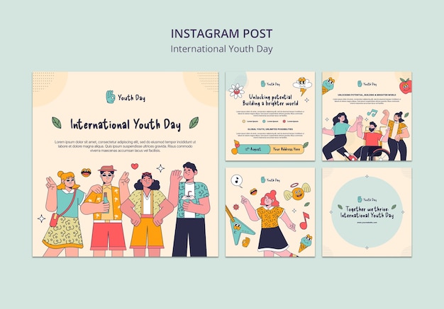 Posty na instagramie z okazji międzynarodowego dnia młodzieży