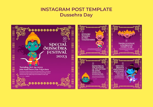 Bezpłatny plik PSD posty na instagramie z okazji obchodów dasery