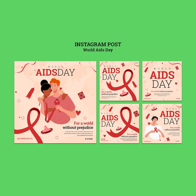 Bezpłatny plik PSD posty na instagramie z okazji światowego dnia aids