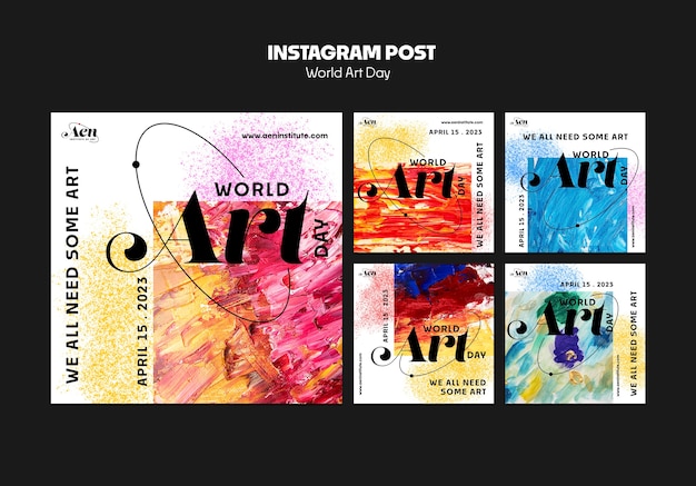 Bezpłatny plik PSD posty na instagramie z okazji światowego dnia sztuki