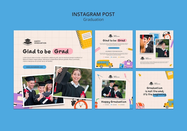 Bezpłatny plik PSD posty na instagramie z okazji ukończenia szkoły