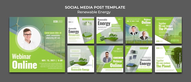Posty W Mediach Społecznościowych Na Temat Energii Odnawialnej Premium Psd