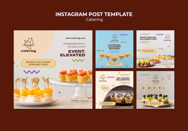 Bezpłatny plik PSD posty z cateringu na instagramie