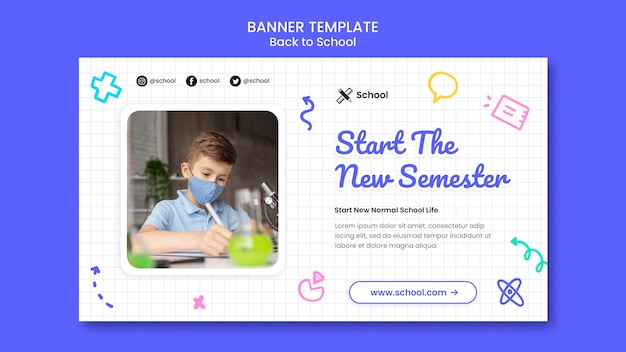 Bezpłatny plik PSD powrót do szablonu banera szkolnego