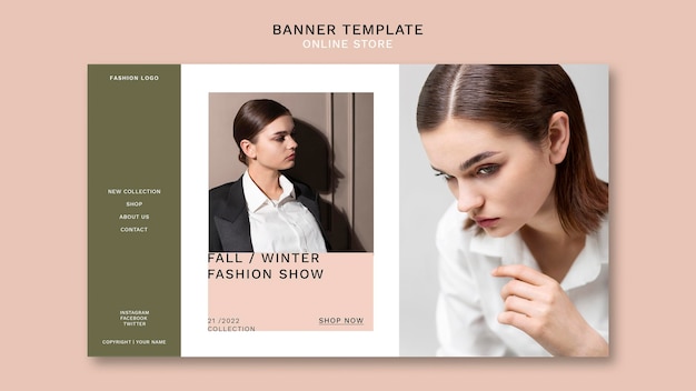 Poziomy baner dla minimalistycznego sklepu internetowego z modą