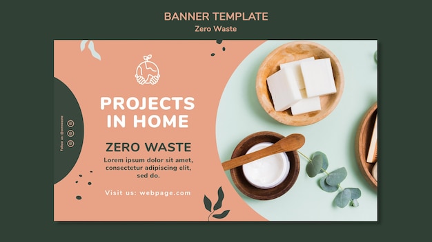 Bezpłatny plik PSD poziomy baner dla stylu życia zero waste