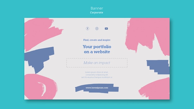 Bezpłatny plik PSD poziomy baner do malowania portfolio na stronie internetowej