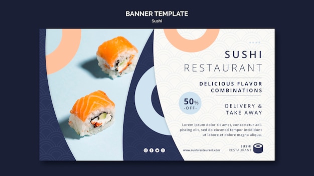 Bezpłatny plik PSD poziomy baner do restauracji sushi