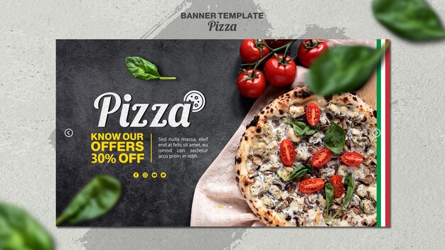 Poziomy baner szablon dla włoskiej pizzy