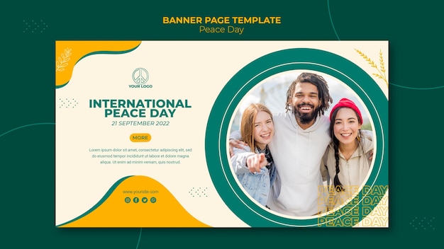 Bezpłatny plik PSD poziomy baner szablon na międzynarodowy dzień pokoju