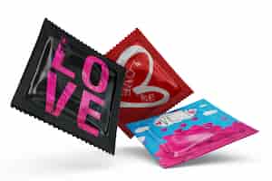 Bezpłatny plik PSD prezerwatywy makiety na białym tle