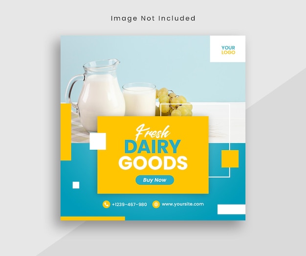 Produkt mleczny jedzenie szablon banera mediów społecznościowych