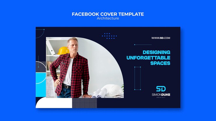 Bezpłatny plik PSD projekt architektoniczny szablon okładki na facebooku