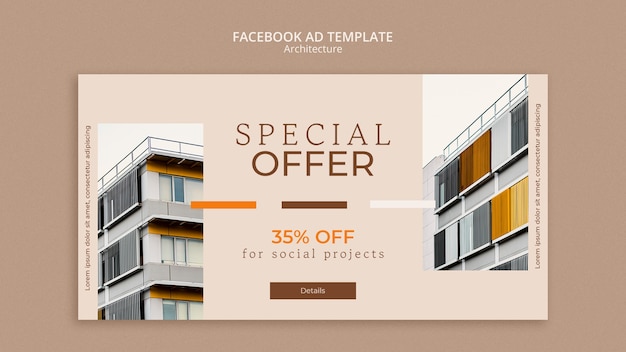 Bezpłatny plik PSD projekt architektury płaskiej facebook ad