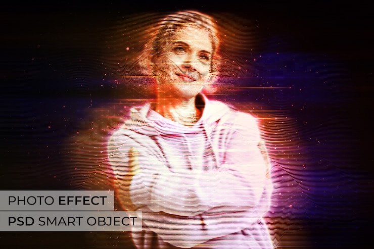Bezpłatny plik PSD projekt hologramu z efektem fotograficznym