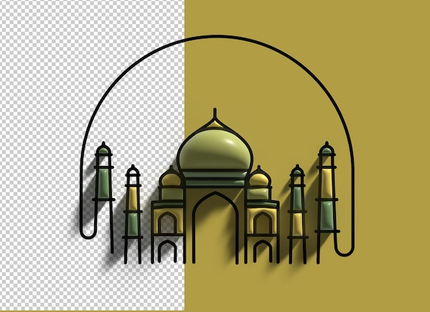 Bezpłatny plik PSD projekt meczetu 3d na przezroczystym tle uroczystość eid mubarak