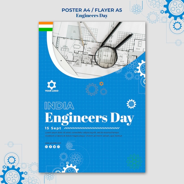 Bezpłatny plik PSD projekt plakatu dnia inżyniera