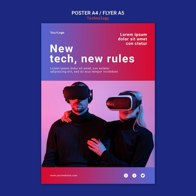 Bezpłatny plik PSD projekt plakatu i ulotki nowej technologii