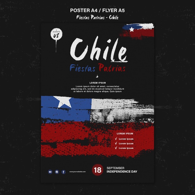 Bezpłatny plik PSD projekt plakatu międzynarodowego dnia chile
