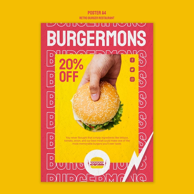 Projekt Plakatu Retro Burger Restauracja