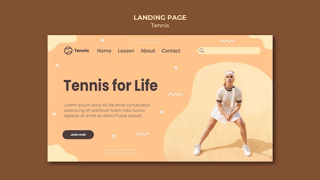 Bezpłatny plik PSD projekt strony docelowej koncepcji tenisa