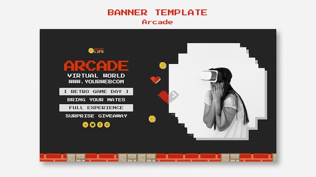 Bezpłatny plik PSD projekt szablonu banera arcade