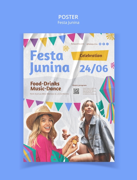 Bezpłatny plik PSD projekt szablonu festa junina