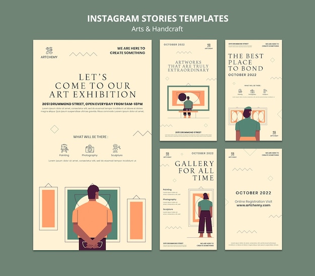 Bezpłatny plik PSD projekt szablonu historii sztuki i rzemiosła na instagramie