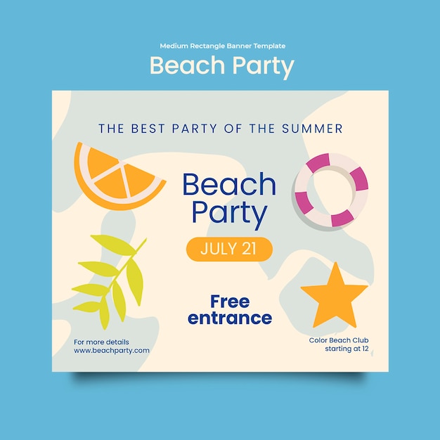 Bezpłatny plik PSD projekt szablonu imprezy na plaży