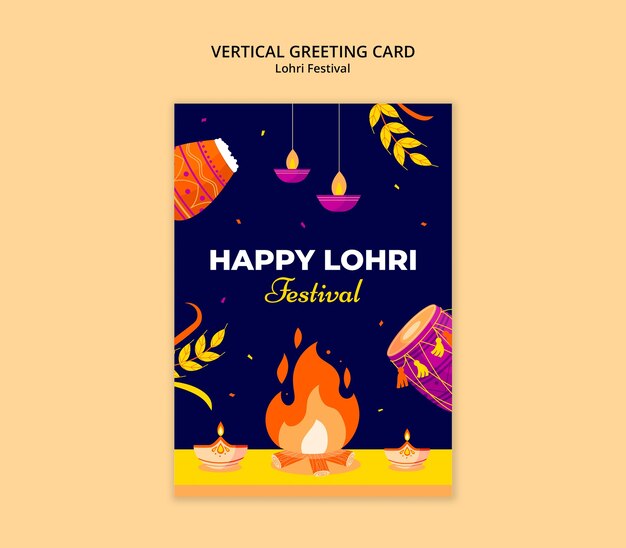 Projekt szablonu kartki powitalnej na festiwal Lohri